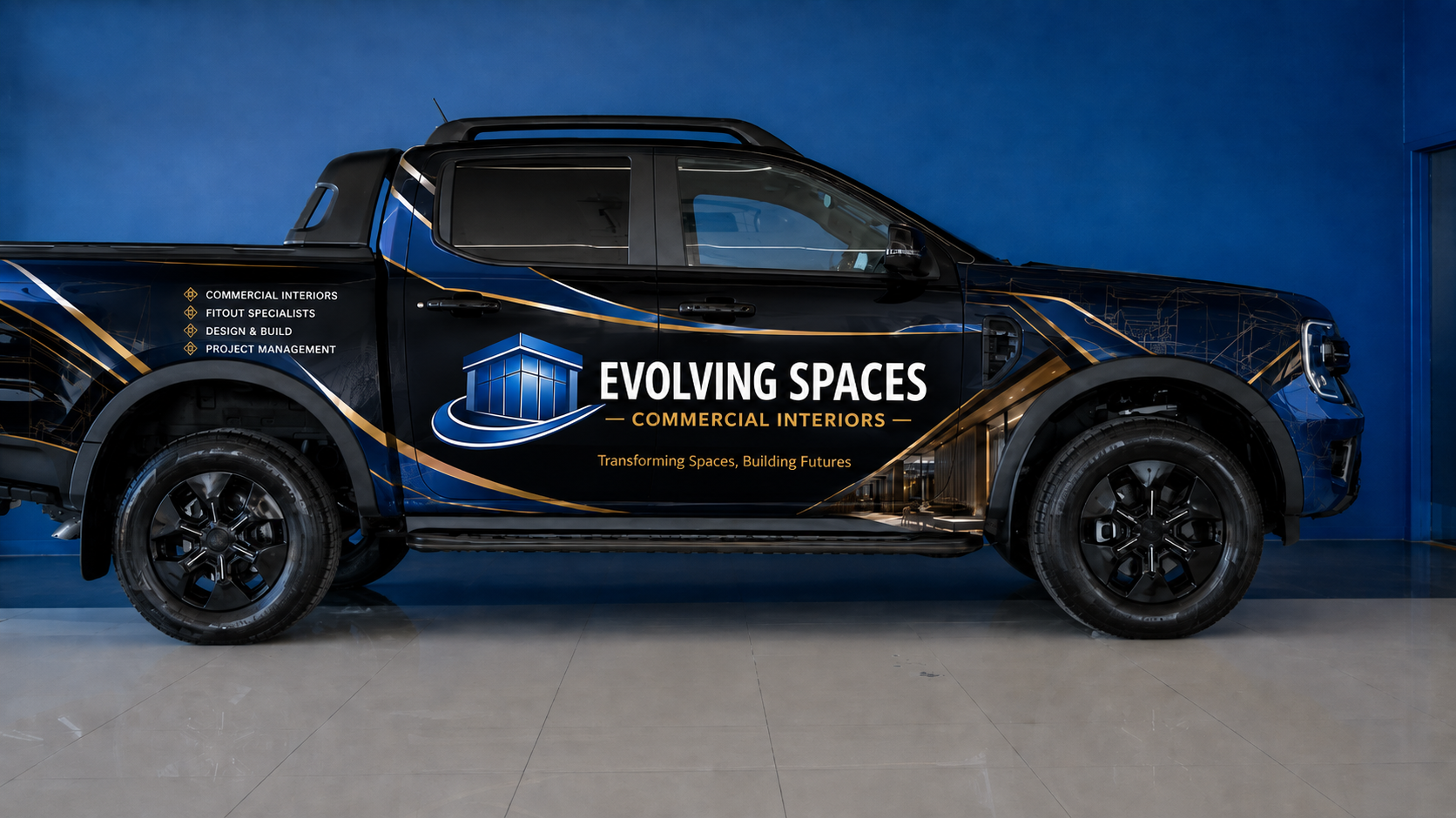 Evolving Spaces branded commercial interiors vehicle